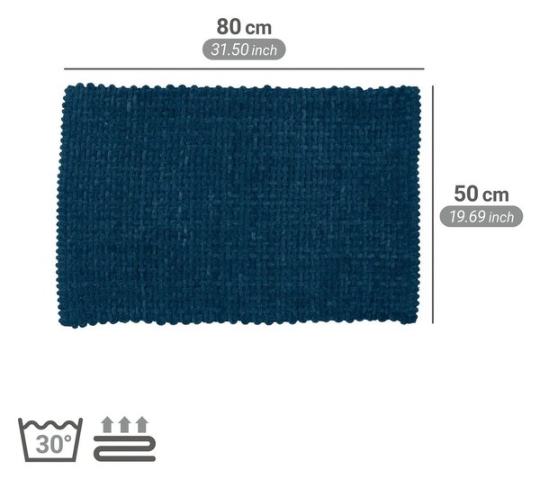 Тъмносин текстилен килим за баня 50x80 cm Covelo – Wenko