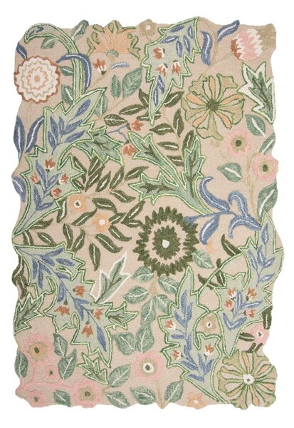 Зелен ръчно изработен вълнен килим 120x170 cm Bryony Shaped Floral – Flair Rugs