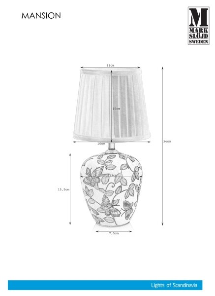 Markslöjd 107039 - Настолна лампа MANSION 1xE14/40W/230V