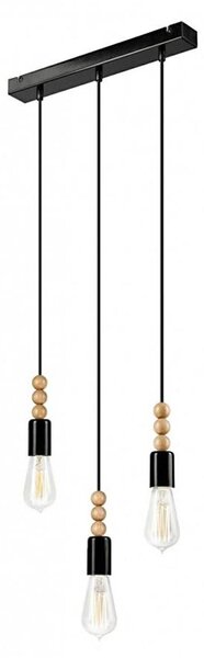 Полилей SIMON 3xE27/60W/230V черен кабел
