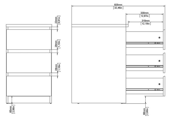 Скрин от дъбов декор в естествен цвят 40x70x50 cm Naia – Tvilum