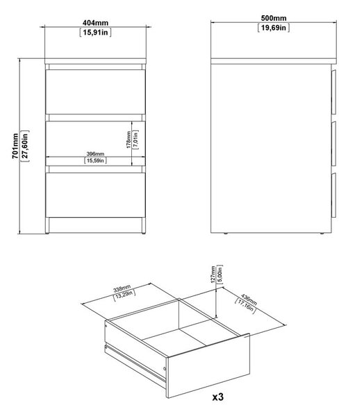 Скрин от дъбов декор в естествен цвят 40x70x50 cm Naia – Tvilum