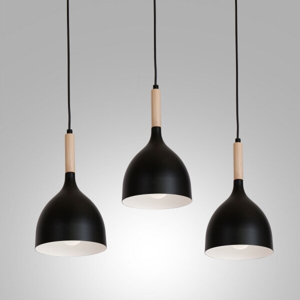 Пендел NOAK WOOD 3xE27/15W/230V черен/бук