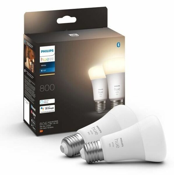 Полилей Philips Pack de 2 E27 Бял 60 W 9 W (2700k)