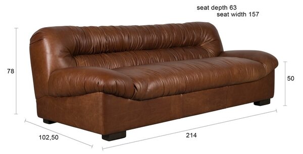 Кафяв кожен диван 214 cm Douglas – Dutchbone
