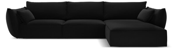 Черен кадифен ъглов диван (десен ъгъл) Vanda – Mazzini Sofas