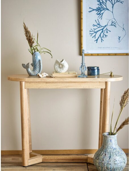 Конзолна маса от масивно каучуково дърво в естествен цвят 35x100 cm Serrone – Bloomingville