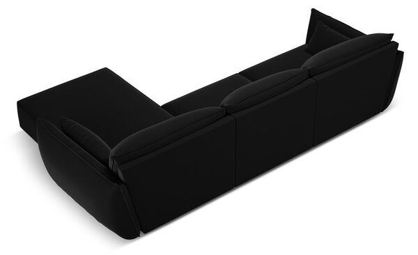 Черен кадифен ъглов диван (десен ъгъл) Vanda – Mazzini Sofas