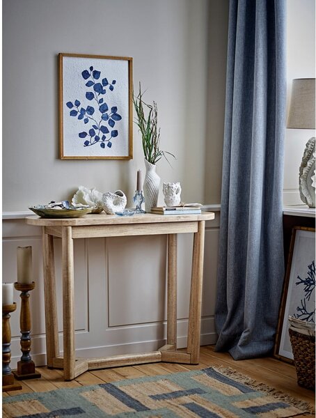 Конзолна маса от масивно каучуково дърво в естествен цвят 35x100 cm Serrone – Bloomingville