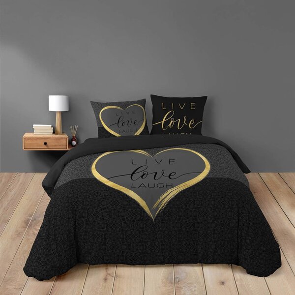 Черно двойно памучно спално бельо 200x200 cm Crazy Love – douceur d'intérieur