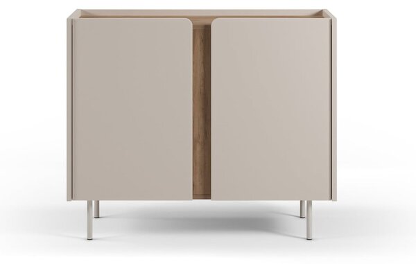 Кремаво-естествено шкафче от декор от дъб 100x82,5x40 cm Lucile – Marckeric