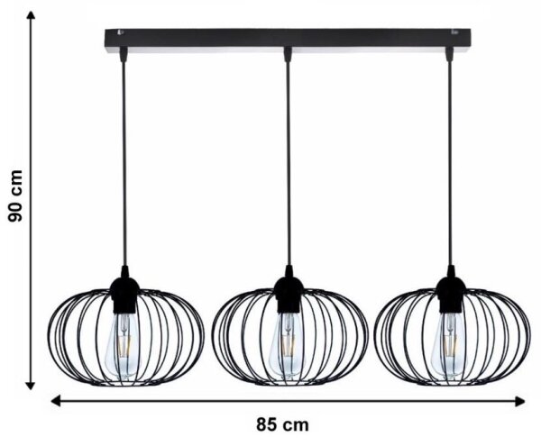 Висящ полилей BOCCA 3xE27/60W/230V