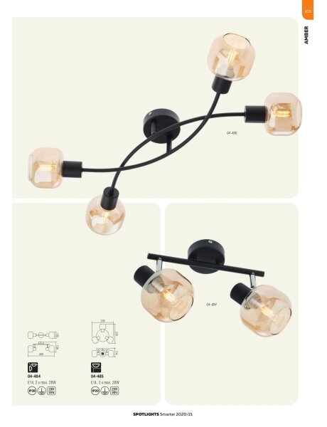 Redo 04-486 - Точково осветително тяло AMBER 4xE14/28W/230V