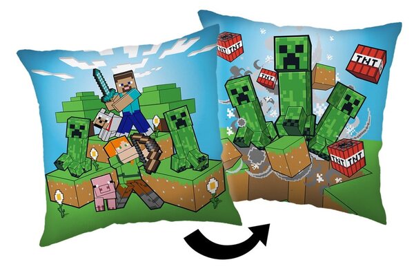 Детска възглавница 40x40 cm Minecraft "Creeper Rush" – Jerry Fabrics