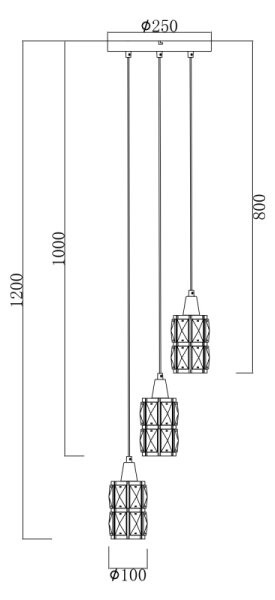 Globo 15761-3 - Кристален Полилей на верижка WOLLI 3xE14/40W/230V