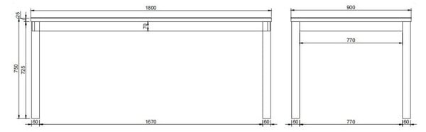Трапезна маса с керамичен плот 90x180 cm Southampton – Actona