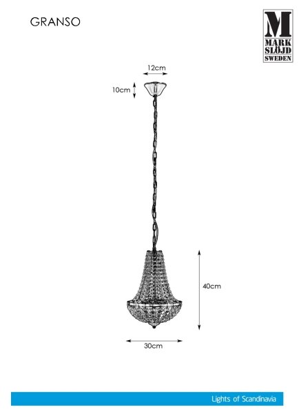 Markslöjd 107550 - Кристален За баня Полилей на верижка GRÄNSÖ 2xG9/20W/230V