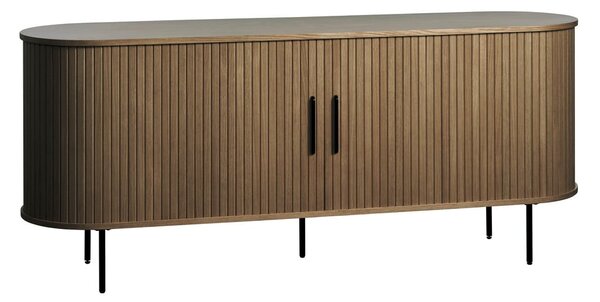 Кафяв скрин от дъбов декор с плъзгащи се врати 180x76x45 cm Nola – Unique Furniture