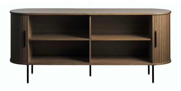 Кафяв скрин от дъбов декор с плъзгащи се врати 180x76x45 cm Nola – Unique Furniture