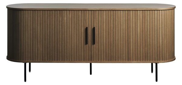 Кафяв скрин от дъбов декор с плъзгащи се врати 180x76x45 cm Nola – Unique Furniture