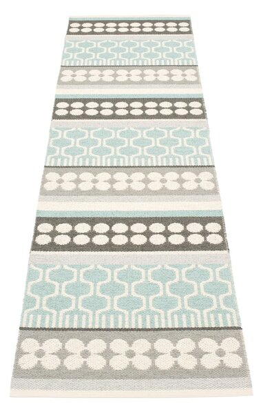 Сива и тюркоазена пътека за открито и закрито 70x270 cm Asta Pale Turquoise – Pappelina