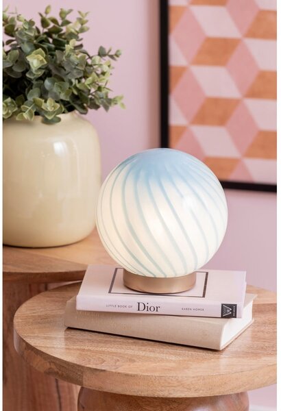 Светлосиня настолна лампа със стъклен абажур (височина 17 cm) Summer Globe – Leitmotiv