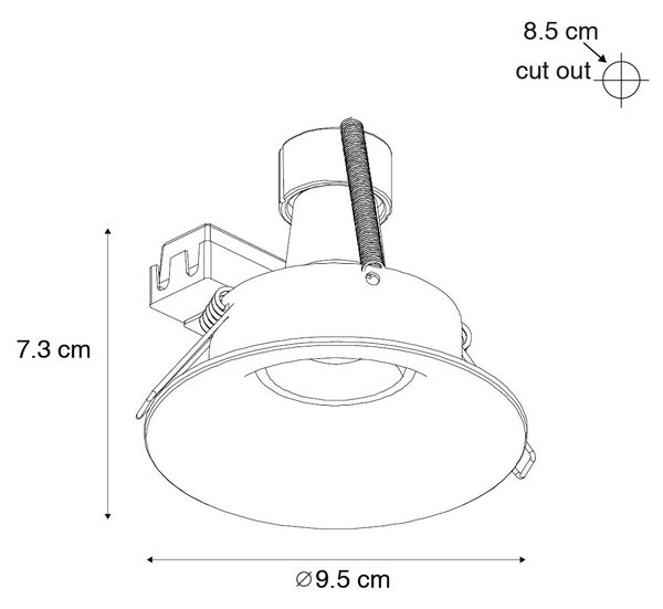 Комплект от 12 вградени прожектора черни GU10 50mm - Gijs