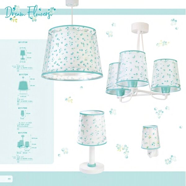 Dalber 81172H - Детски полилей DREAM FLOWERS 1xE27 / 60W / 230V