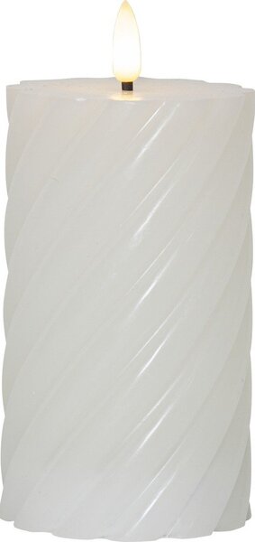 LED свещ от бял восък, височина 15 см Flamme Swirl - Star Trading