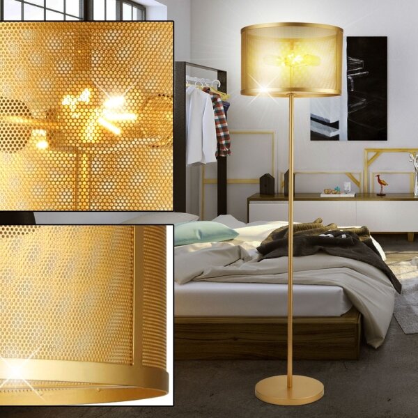 Searchlight EU2832-2GO - Подова лампа FISHNET 2xE27/60W/230V златна