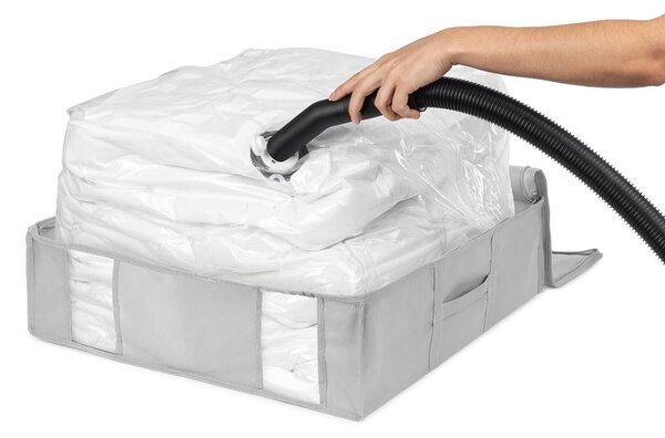 Вакуумна подсилена текстилна кутия за съхранение на дрехи 56x56x16,5 cm Granit – Compactor