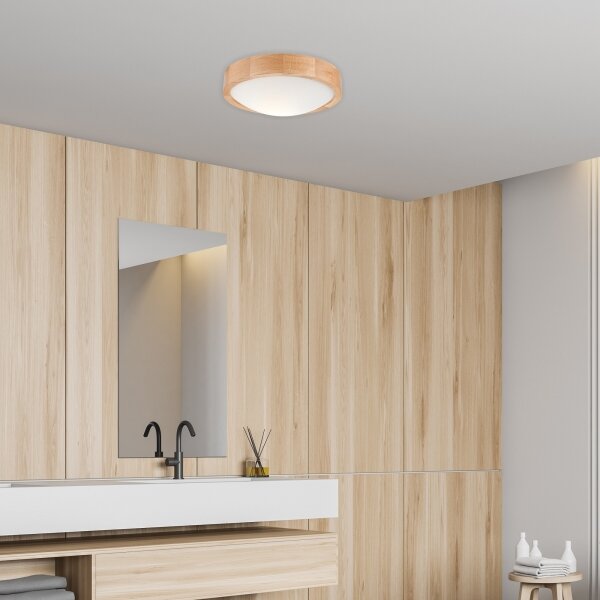 Потолен лампион OAK SLIM 1xE27/60W/230V, дъб, Ø 27 см