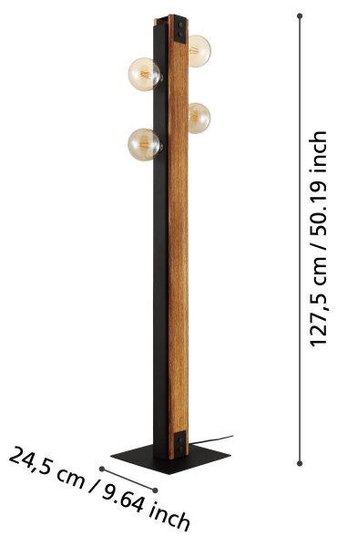 Eglo 43471 - Подова лампа LAYHAM 4xE27/60W/230V