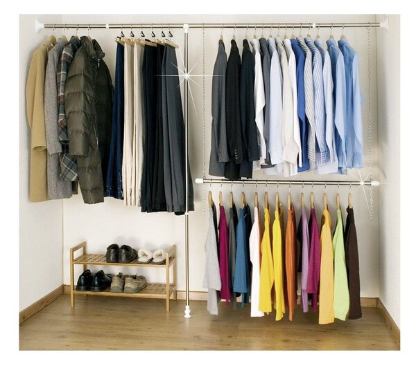 Метална телескопична стойка за дрехи сребърна Garment – Wenko