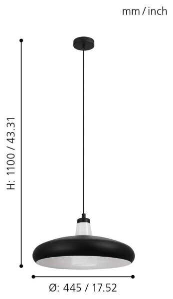 Eglo 99032 - LED RGB Димируем висящ полилей TABANERA-C 1xE27/9W/230V