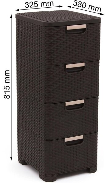 Тъмнокафяв пластмасов висок шкаф за баня 33x79 cm Rattan – Curver