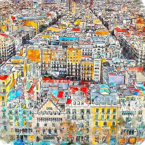 Картина 90x90 cm Barcelona - Fedkolor