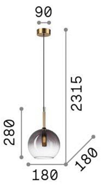 Ideal Lux Империя Sfera висящо осветление, прозрачно/димово сиво стъкло