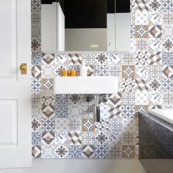 Комплект от 60 стикера за стена Cement Tiles Liliania, 15 x 15 cm Liliana - Ambiance