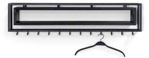 Черна метална стенна закачалка с рафт 118 cm School – Spinder Design