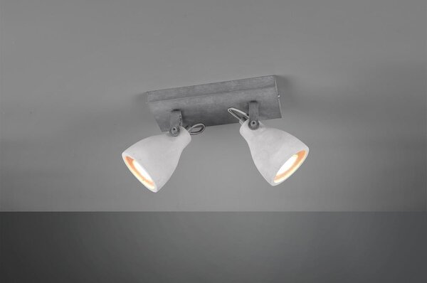 Сива стенна лампа за 2 крушки, дължина 23 cm Trio Concrete