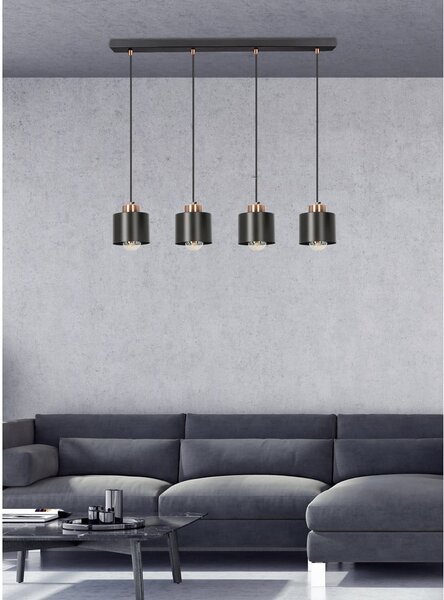Черна метална лампа с висулка 12x75 cm Olena - Candellux Lighting