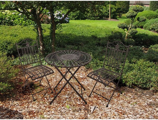 Тъмнокафяв метален градински комплект за хранене за 2 – Garden Pleasure