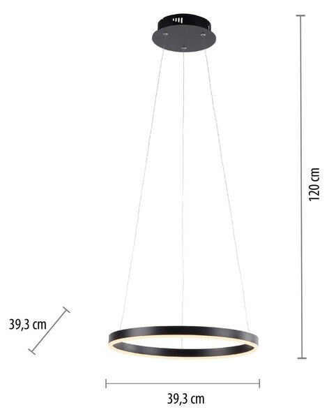 LED висящо осветително тяло Ritus, Ø 39,3 cm, антрацит