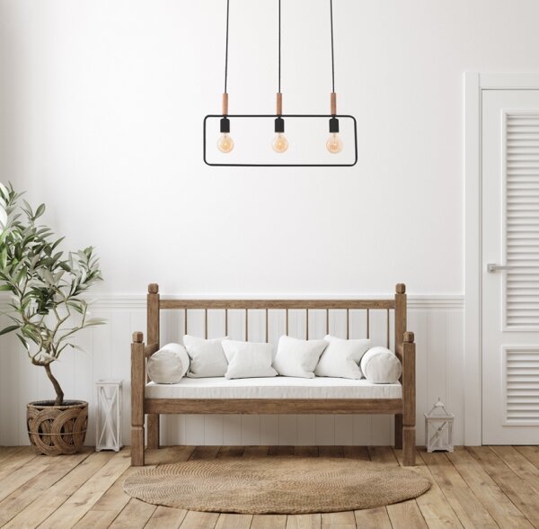 Полилей на въже FRAME 3xE27/60W/230V черна