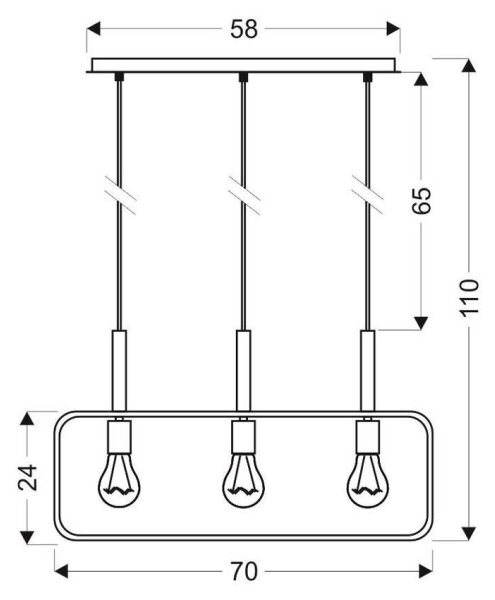 Полилей на въже FRAME 3xE27/60W/230V черна