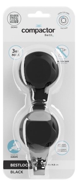 Черни стоманени комплект куки 2 бр. без пробиване Bestlock – Compactor