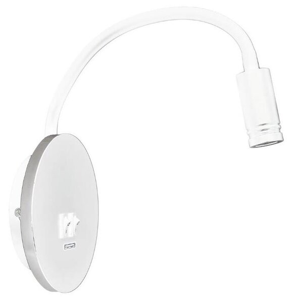 LED гъвкава стенна лампа с USB BASE LED/8W+LED/2W/230V бяла/сребриста