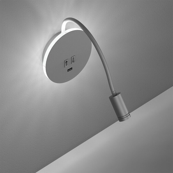 LED гъвкава стенна лампа с USB BASE LED/8W+LED/2W/230V бяла/сребриста