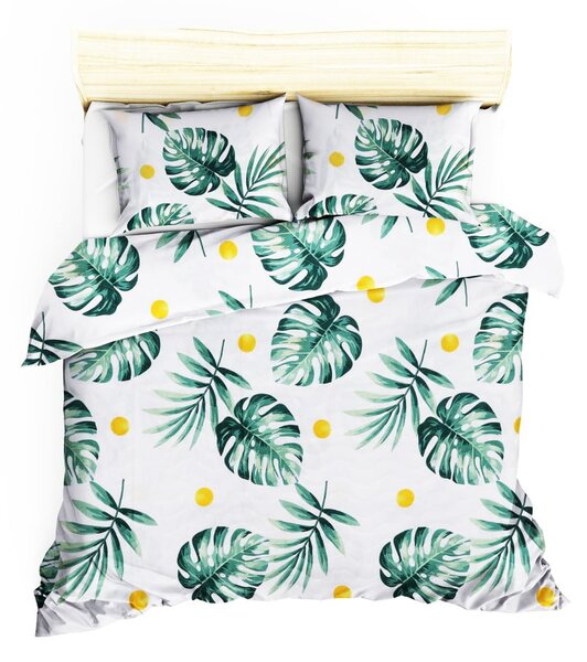 Комплект от памучно шалте и 2 калъфки за възглавници Masso Jungle, 200 x 220 cm Kapitone Monstera - Mijolnir